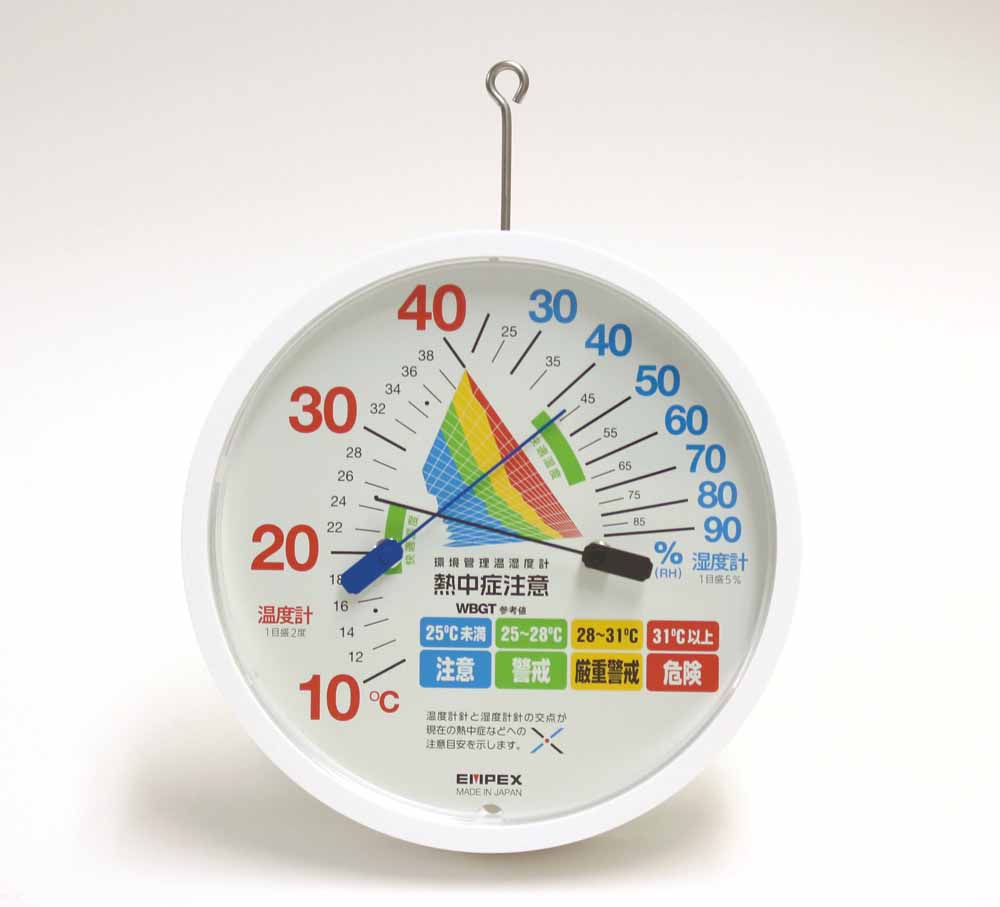 環境管理温・湿度計「熱中症注意」防雨形 TM-2464 – EMPEX
