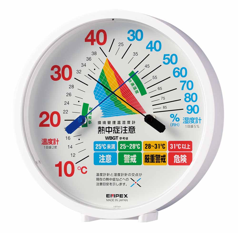 環境管理温・湿度計「熱中症注意」 TM-2484W – EMPEX / エンペックス気象計