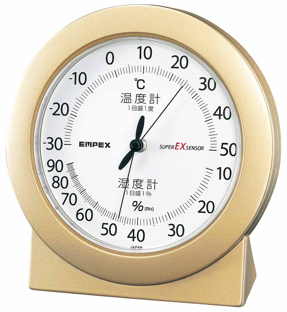 EMPEX EX-2768 スーパーEX高品質温・湿度計 卓上用 シャンパンゴールド エンペックス気象計